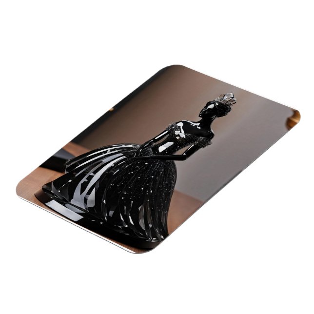 Crystal glass princess with black dress magnet (Left Side)