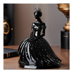 Crystal glass princess with black dress poster