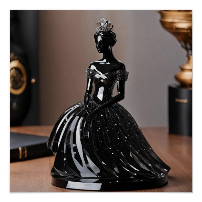 Crystal glass princess with black dress poster (Front)