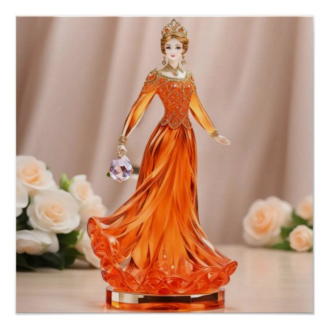 Crystal glass princess with orange dress poster (Front)