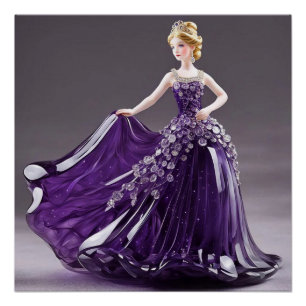 Crystal glass princess with purple dress poster