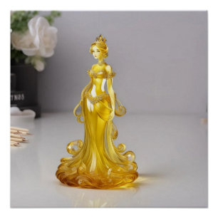 Crystal glass princess with yellow dress poster