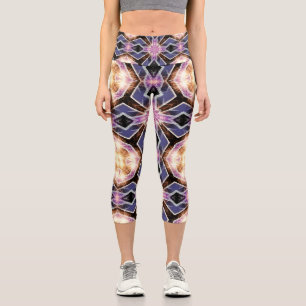 Crystal Goddess Purple Geometry Glow Capri Leggings