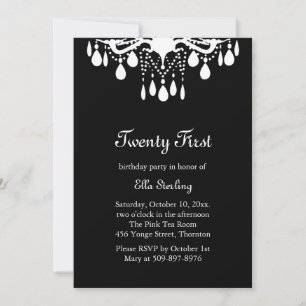 Crystal Grand Ballroom Birthday Invitation (black)