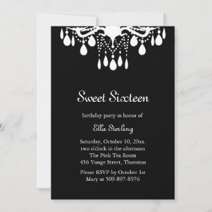 Crystal Grand Ballroom Birthday Invitation (black)
