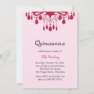 Crystal Grand Ballroom Birthday Invitation (red)