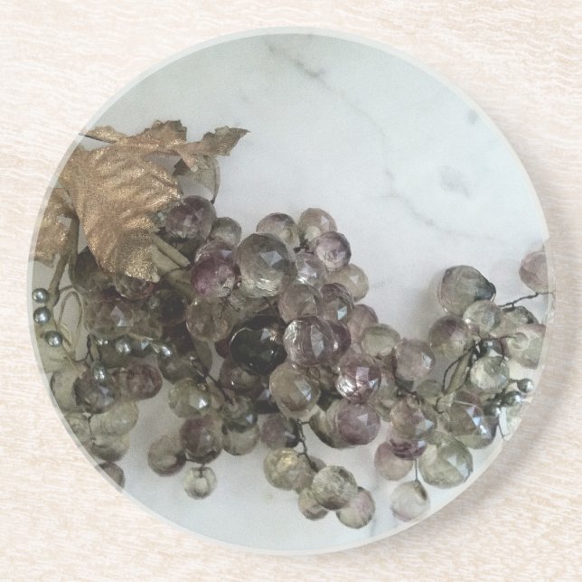 CRYSTAL GRAPES ON MARBLE COASTER (Front)