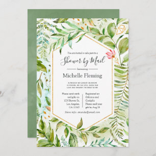 Crystal Greenery Baby or Bridal Shower by Mail Invitation