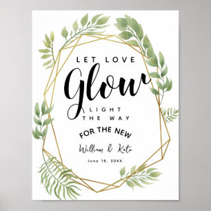 crystal greenery foliage let love glow wedding poster