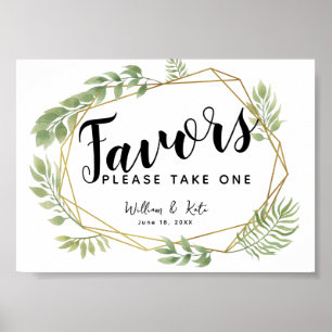 crystal greenery green Favours party/wedding sign
