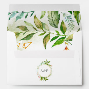 Crystal Greenery Monogrammed Wedding Envelope
