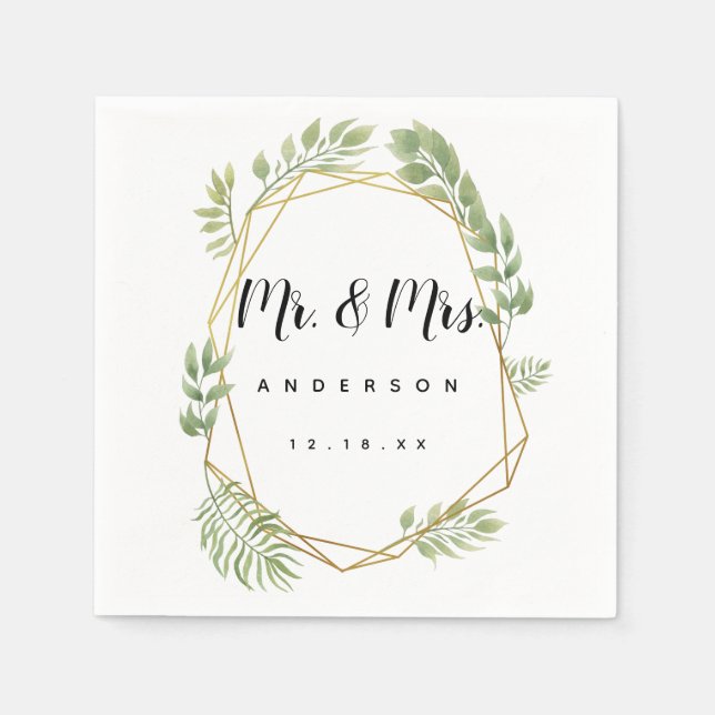 crystal greenery wedding napkin leaf wedding (Front)