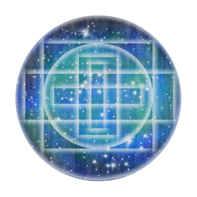 Crystal Grid Sacred Geometry Glass Base Cutting Board (Front)