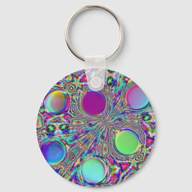 Crystal Groovy Polka Dots Key Ring (Front)