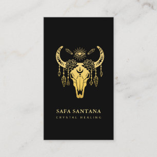 Crystal Healing Mystical Eye Black And Gold Business Card