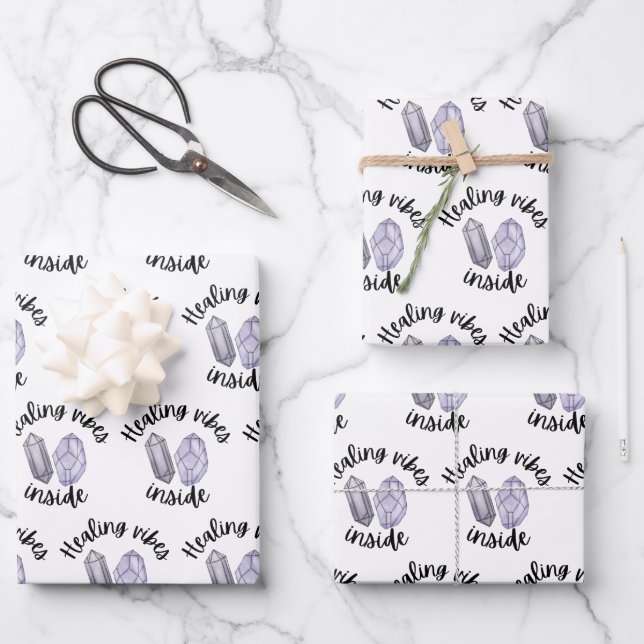 Crystal Healing Vibes Inside Wrapping Paper Sheets (Front)
