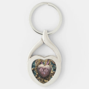 Crystal Heart Amulet Key Ring