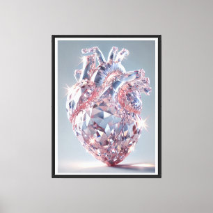 Crystal Heart Anatomy – Realistic Human Heart Art Canvas Print