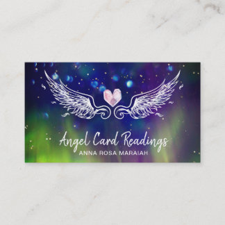 *~*  Crystal Heart Angel Wings Cosmic Abstract Business Card