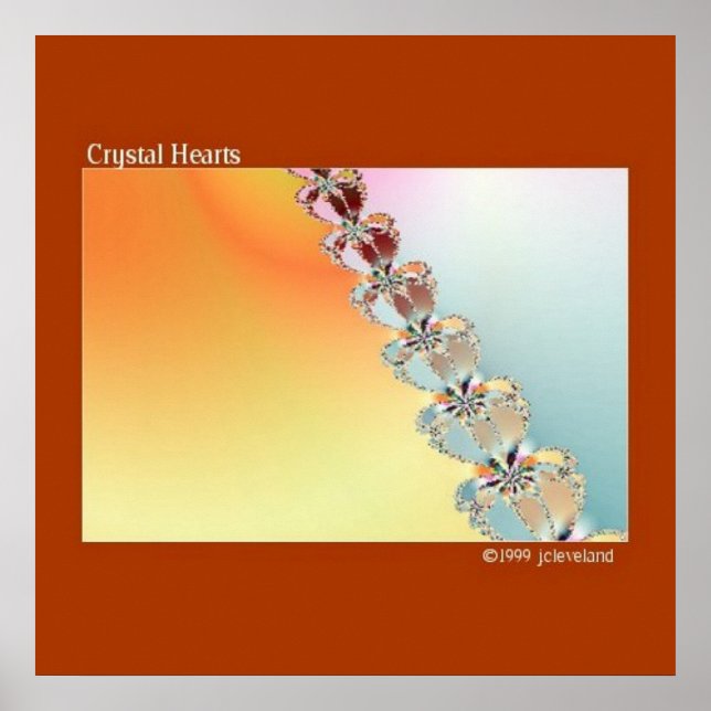 Crystal Heart Fractal Art Wall Poster (Front)