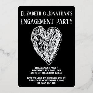 Crystal Heart Luxe Engagement Party Invitation