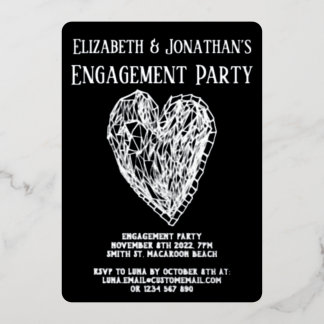 Crystal Heart Luxe Engagement Party Invitation