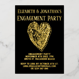 Crystal Heart Luxe Engagement Party Invite