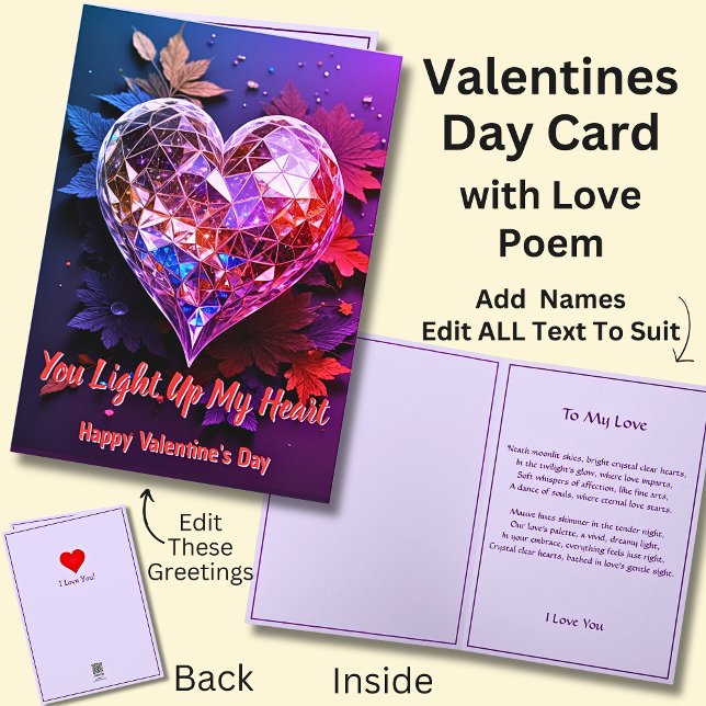 Crystal Heart Valentine with Love Poem Card (Creator Uploaded)