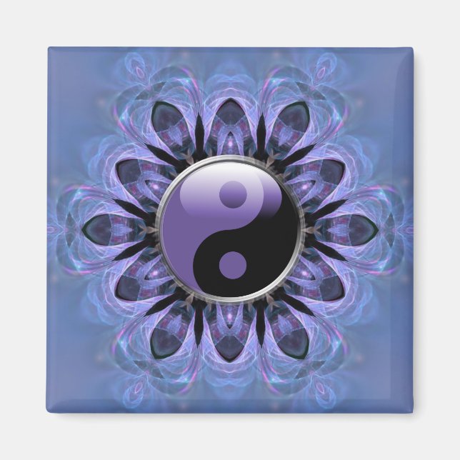 Crystal Hearts Purple Yin Yang Magnet (Front)