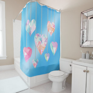 Crystal Hearts Shower Curtain