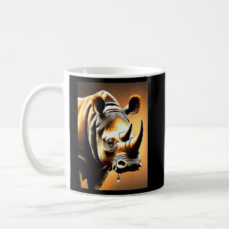 Crystal Horn Rhinoceros: Elegant and Detailed Stud Coffee Mug