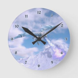 Crystal Ice Dragon Round Clock