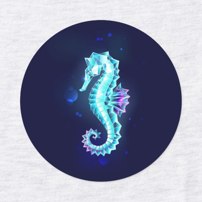 Crystal Ice Seahorse on Blue Background (Design 1)