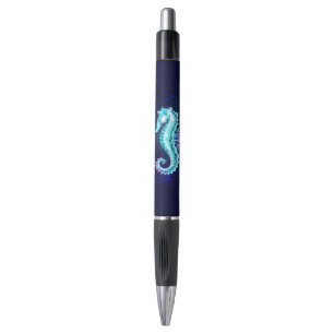 Crystal Ice Seahorse on Blue Background