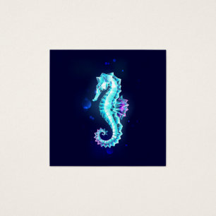 Crystal Ice Seahorse on Blue Background