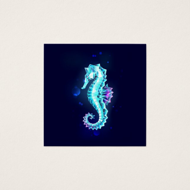 Crystal Ice Seahorse on Blue Background (Front)