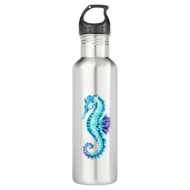 Crystal Ice Seahorse on Blue Background 710 Ml Water Bottle (Front)