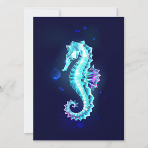 Crystal Ice Seahorse on Blue Background Announcement