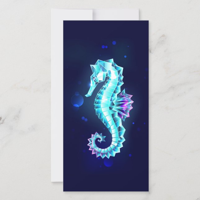 Crystal Ice Seahorse on Blue Background Announcement (Front)