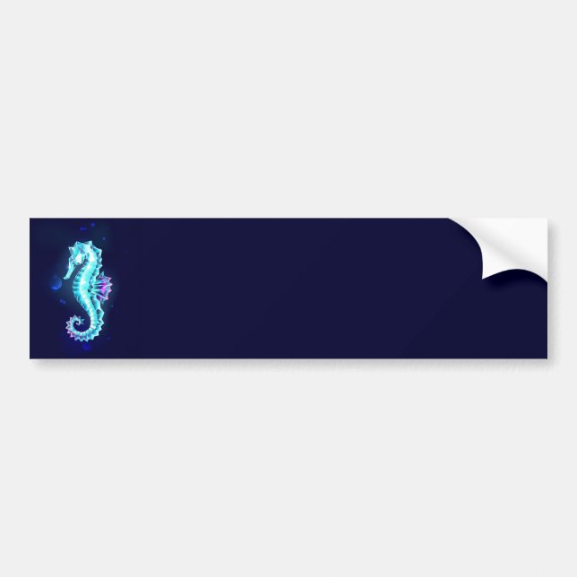 Crystal Ice Seahorse on Blue Background Bumper Sticker (Front)