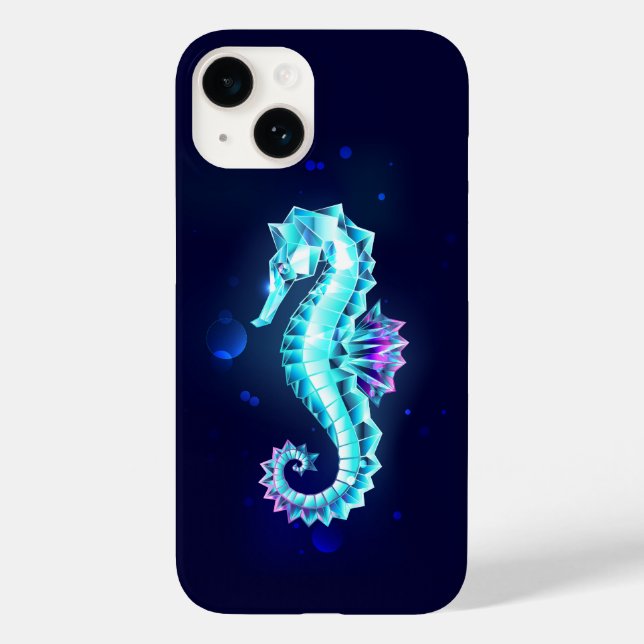 Crystal Ice Seahorse on Blue Background Case-Mate iPhone Case (Back)