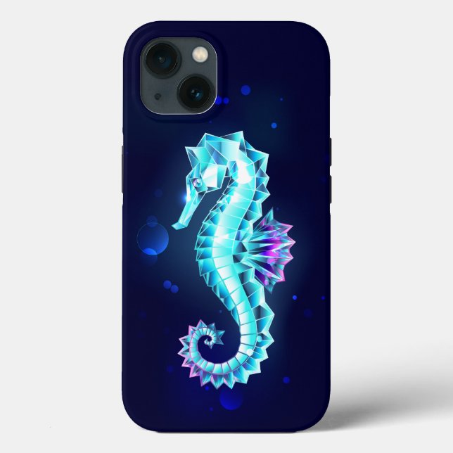 Crystal Ice Seahorse on Blue Background Case-Mate iPhone Case (Back)