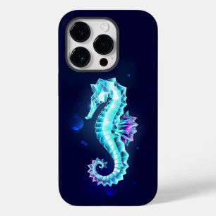 Crystal Ice Seahorse on Blue Background Case-Mate iPhone 14 Pro Case