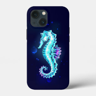 Crystal Ice Seahorse on Blue Background iPhone 13 Mini Case