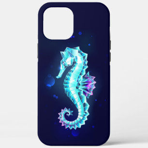 Crystal Ice Seahorse on Blue Background iPhone 12 Pro Max Case