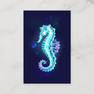 Crystal Ice Seahorse on Blue Background Discount Card