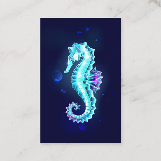 Crystal Ice Seahorse on Blue Background Discount Card (Front)