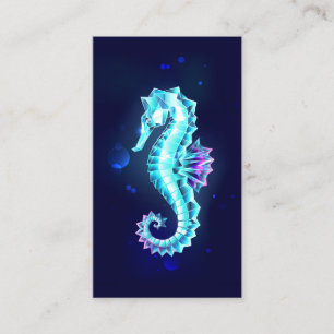 Crystal Ice Seahorse on Blue Background Discount Card