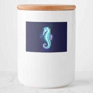 Crystal Ice Seahorse on Blue Background Food Label