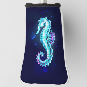 Crystal Ice Seahorse on Blue Background Golf Head Cover